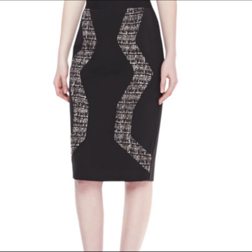 HP🎉 Badgley Mischka Ponte Knit Tweed Combo Skirt